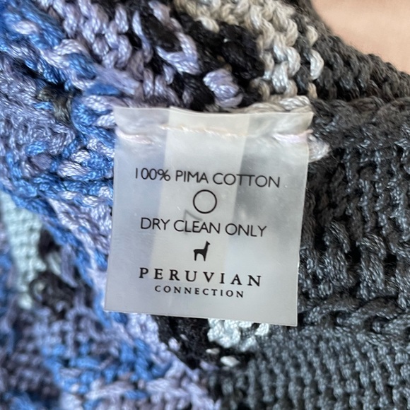 Peruvian Connection Geometric Multicolor 100% Pima Cotton Button Down Cardigan - Picture 6 of 11